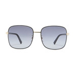Women's Large Square Sunglasses // Black + Gold + Blue Gray Gradient