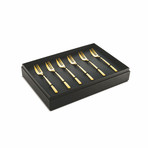 Line Cake Forks // 6 Piece Set (Brushed Gold)