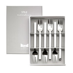 Stile Cake Forks // 6 Piece Set // Glossy Stainless