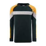 Color Block Long Sleeve Crewneck Sweatshirt // Green (XL)