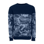 Camo Long Sleeve Creweck Sweatshirt // Navy (XL)