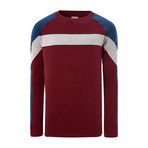 Color Block Long Sleeve Crewneck Sweatshirt // Red (XS)