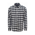 Flannel Check Pattern Long Sleeve Button Down Shirt // Black (XL)