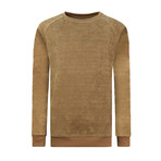 Textured Long Sleeve Crewneck Sweatshirt // Beige (M)
