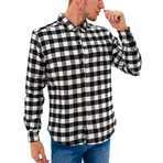 Flannel Check Pattern Long Sleeve Button Down Shirt // Black (M)