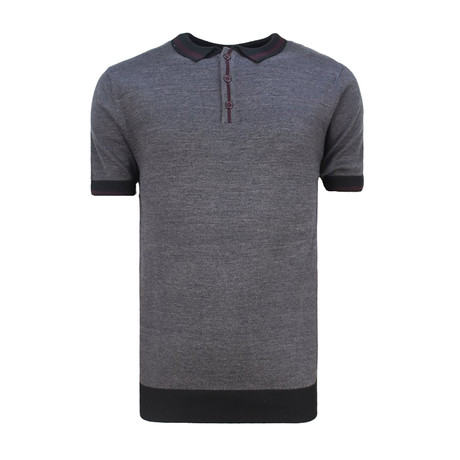 Short Sleeve Sweater Polo Shirt // Charcoal (XS)