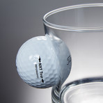 Golf Ball Rocks Glass // Set of 2 Glasses + 2 Wooden Coasters