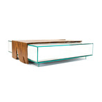 Canela Wood + Glass Box Coffee Table