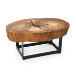 Vinhatico Crosscut Wood + Metal Coffee Table