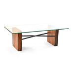 Canela Wood & Glass Top Coffee Table