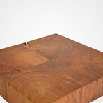 Square Wood Mosaic Side Table