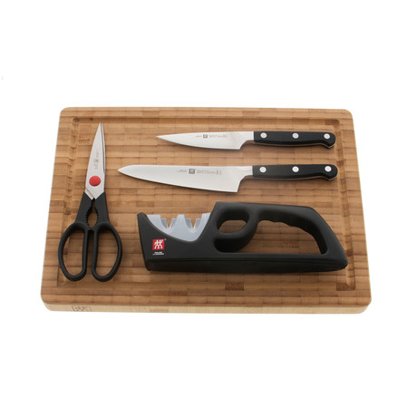 Zwilling Pro // Cutting Board + Knives // Set of 5