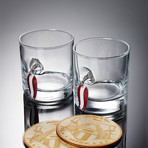 Lure Rocks Glass // Set of 2 Glasses + 2 Wooden Coasters