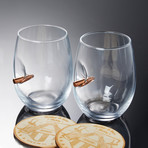 Wine Glass + Wooden Coaster // Set of 2