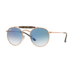 Unisex Round Aviator Sunglasses // Bronze Copper + Light Blue Gradient