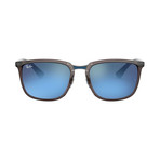 Unisex Rectangle Sunglasses // Gray + Blue Mirror