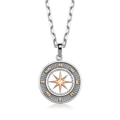 Compass Necklace // Silver (22")