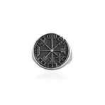 Viking Compass Ring // Silver + Black (8.5)