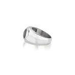 Round Cut Zircon Stone Ring // Silver + Black (12)