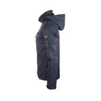 Printed Hooded Weather Proof Jacket // Dark Blue (M)