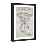 Dirigible 1922 // Old Paper Framed Painting Print (8"W x 12"H x 1.5"D)
