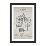Bicycle 1891 // Old Paper Framed Painting Print (8"W x 12"H x 1.5"D)