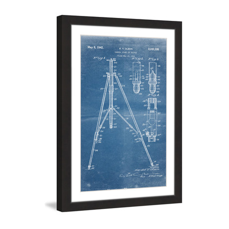 Tripod 1942 // Blueprint Framed Painting Print (8"W x 12"H x 1.5"D)