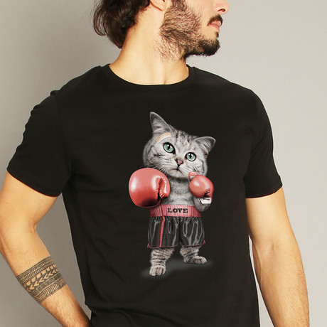 Boxing Cat T-Shirt // Black (Small)