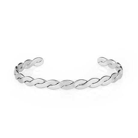 Flat Twisted Cuff Bracelet // Silver