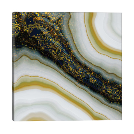 Navy and Gold Abstract // SpaceFrog Designs (26"W x 26"H x 1.5"D)