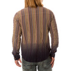 Striped Long Sleeve Button-Down Shirt // Brown (S)