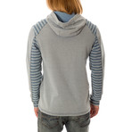 Striped Long Sleeve Hoodie // Gray (XL)