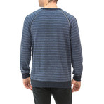 Heathered Striped Crewneck Sweatshirt // Blue (S)