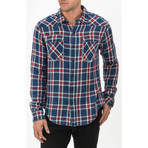 Long Sleeve Plaid Button-Down Shirt // Blue + Red (S)