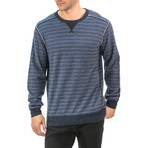 Heathered Striped Crewneck Sweatshirt // Blue (M)