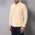 Window Pane Print Slim-Fit Shirt // Yellow (S)