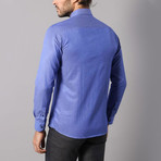 Mini Square Print Slim-Fit Shirt // Blue (L)