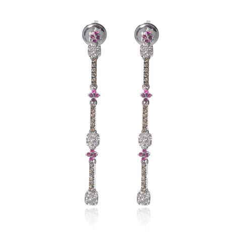 Piero Milano 18k White Gold Diamond + Ruby Earrings // Store Display