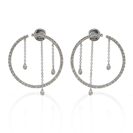 Piero Milano 18k White Gold Diamond Earrings I // Store Display