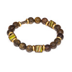 Dell Arte // Malavian Jasper + Bohemian Crystal + Brass Beaded Bracelet // Multicolor