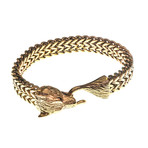Dell Arte // Viking Wolf Head Bracelet // Yellow Gold Plated