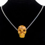 Dell Arte // Lace Agate Skull Necklace // Brown