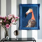 Flamingo // Blue Frame (15"H x 13"W x 1.5"D)