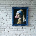 Girl with a Pearl Earring // Blue Frame (30"H x 25"W x 2.3"D)