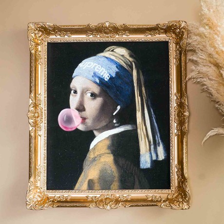 Girl with a Pearl Earring // Gold Frame (30"H x 25"W x 2.3"D)
