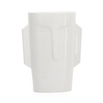 Mask Tapered Ceramic Face Vase (9.5"H)