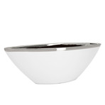 Talia Silver Trim Ceramic Boat Bowl (15.5"Ø)