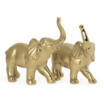 Proud Elephant // 2 Piece Ceramic Sculpture Set // Gold