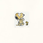 Snoopy & Woodstock // Mummies // Peanuts Halloween Hand Painted Cartoon Etching (Framed)