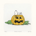 Snoopy // Pumpkin // Peanuts Halloween Hand Painted Cartoon Etching (Unframed)